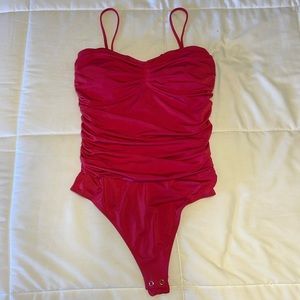Body Contour Compression Ruched Bodysuit with removable Bra Cups